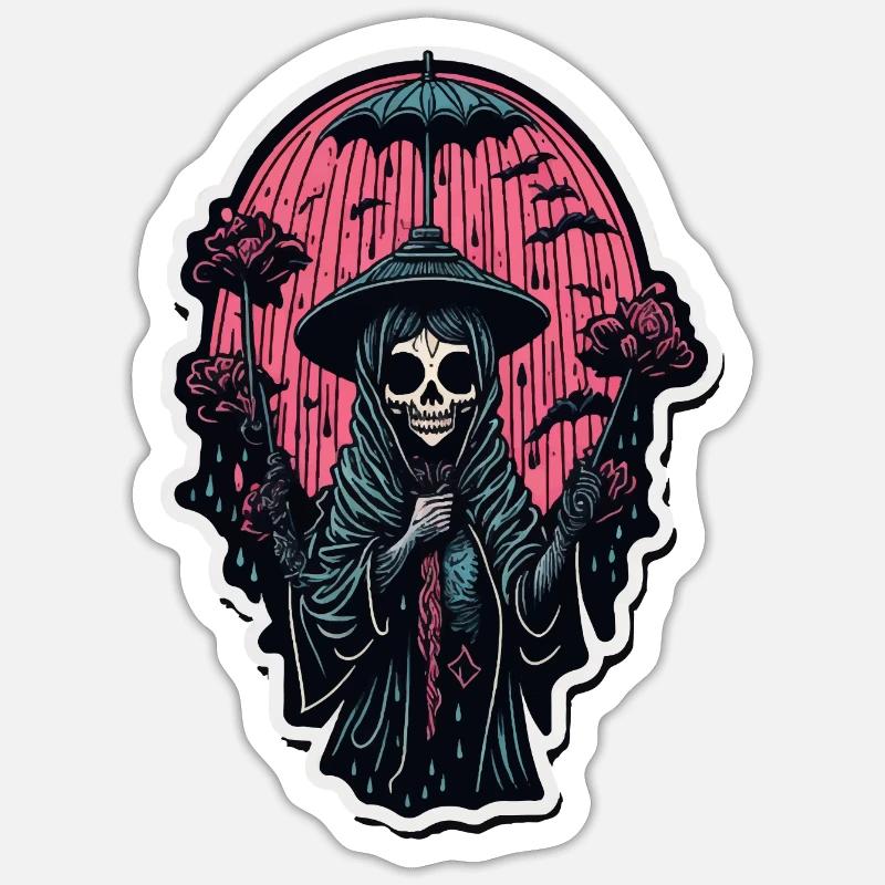 Ghost Witch Skeleton Sticker size S (10 x 10 cm)