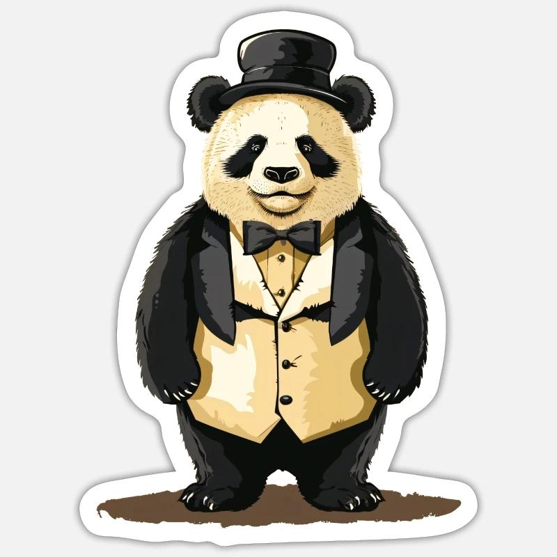 Cute panda in tailcoat - Sticker size S (10 x 10 cm) - white matte