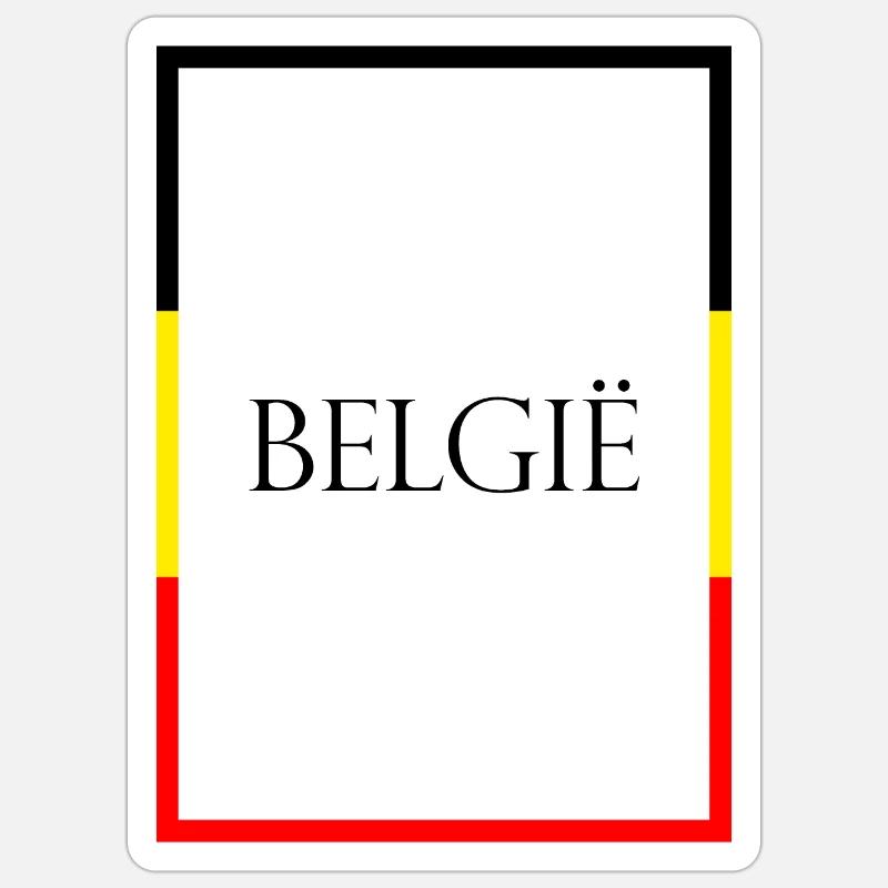 Belgique, Belgique Lettrage de déclaration avec drapeau Sticker taille S (10 x 10 cm)
