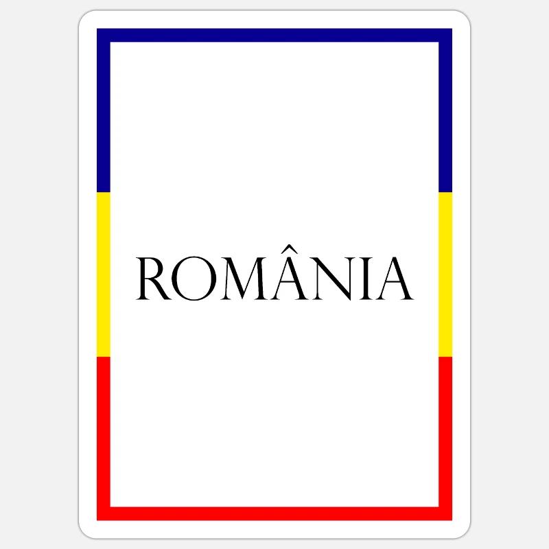 Roumanie România Lettrage de déclaration avec drapeau - Sticker taille S (10 x 10 cm) - blanc mat