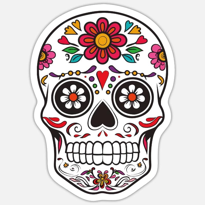 Cinco de Mayo Skull - Sticker size S (10 x 10 cm) - white matte