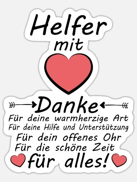 Danke sagen fleißigen Helfer mit Herz für Alles - Sticker Größe S (10 x 10 cm) - Mattweiß