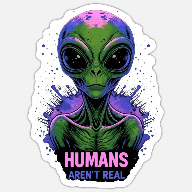 Außerirdischer 👽 - Sticker Größe S (10 x 10 cm) - Mattweiß