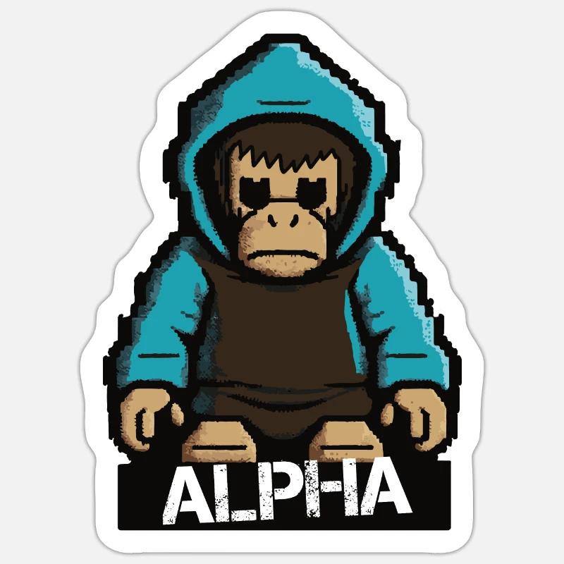 Singe Alpha Sticker taille S (10 x 10 cm)