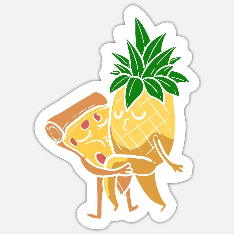 Pizza à l’ananas Hawaï - Sticker taille S (10 x 10 cm) - blanc mat