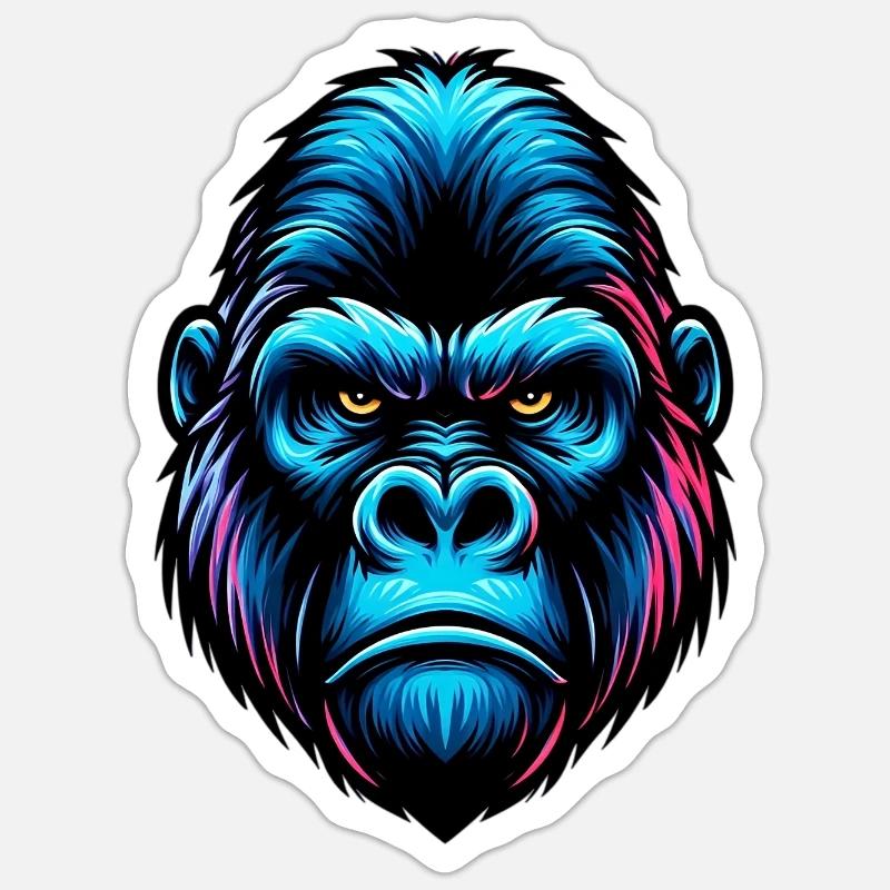 Gorilla - Sticker Größe S (10 x 10 cm) - Mattweiß