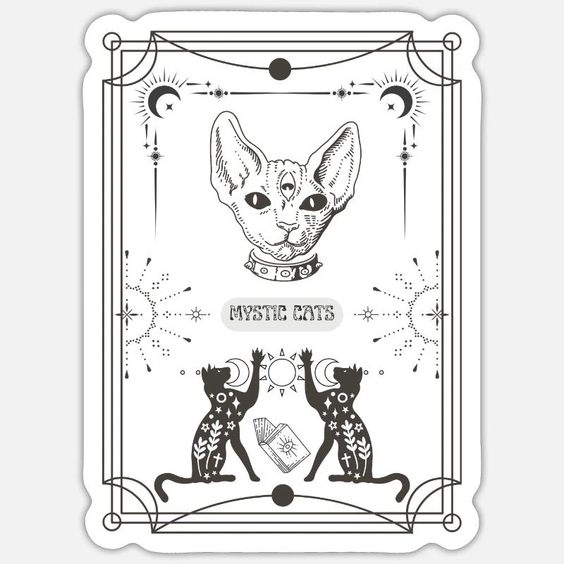 TAROT CHATS MYSTIQUES - Sticker taille S (10 x 10 cm) - blanc mat