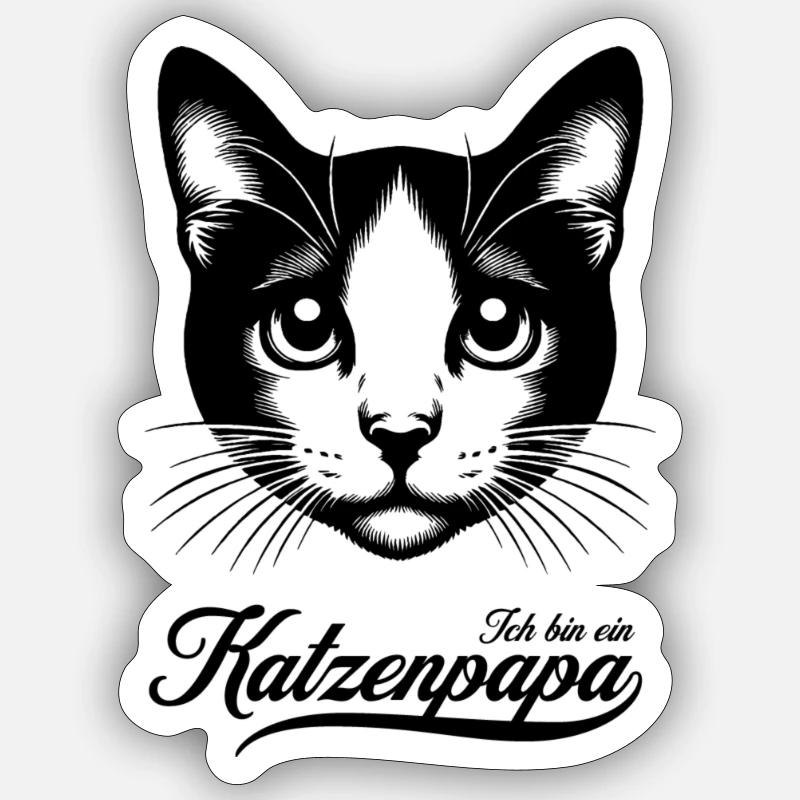 Ich bin ein Katzenpapa - Sticker Größe S (10 x 10 cm) - Mattweiß