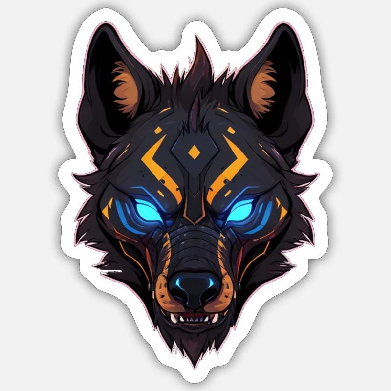 Hyäne, Hyänenkopf - Sticker Größe S (10 x 10 cm) - Mattweiß