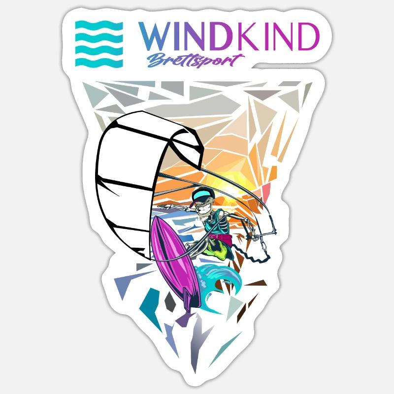Kitesurf - Sticker taille S (10 x 10 cm) - blanc mat