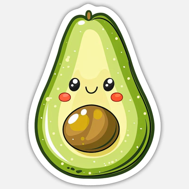Avocado with face - Sticker size S (10 x 10 cm) - white matte
