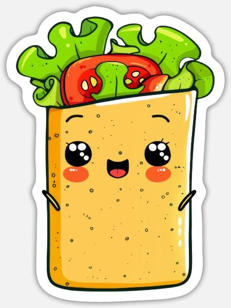 Lustiger Wrap Comic - Sticker Größe S (10 x 10 cm) - Mattweiß
