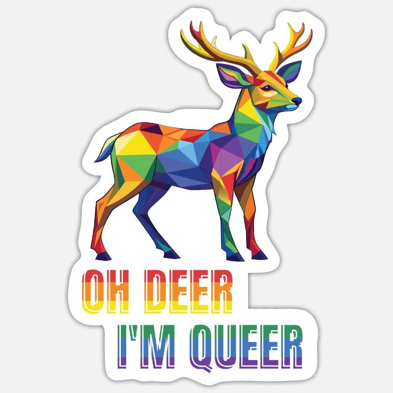 Oh Deer I'm Queer - Sticker Größe S (10 x 10 cm) - Mattweiß