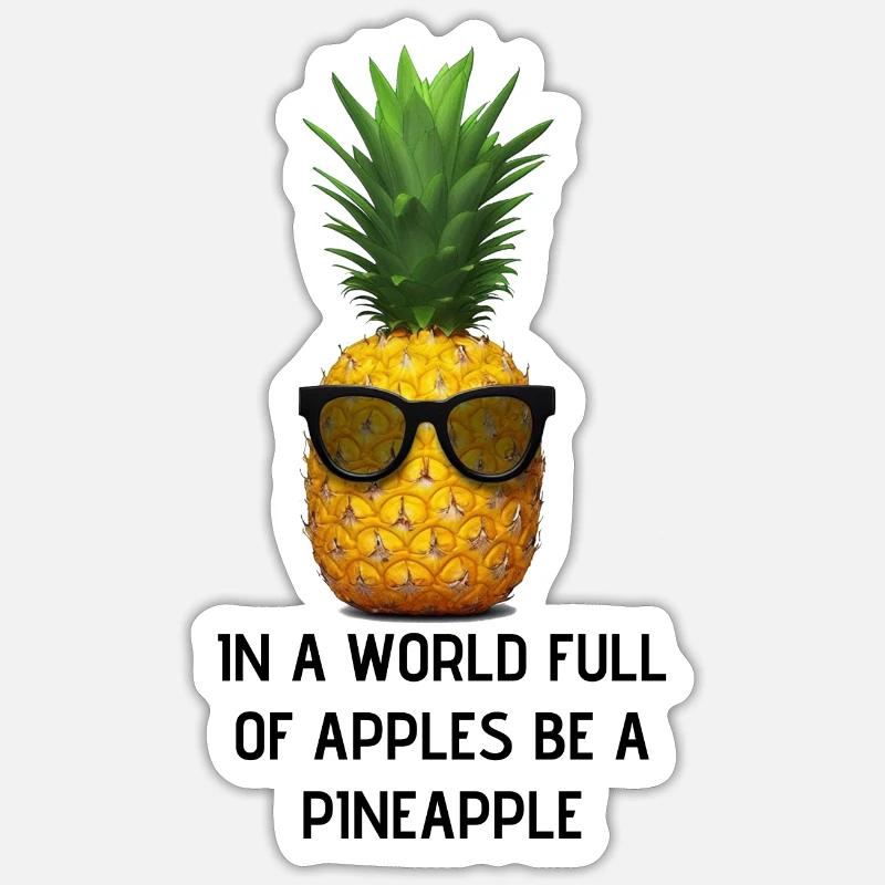 In einer Welt voller Äpfel sei eine Ananas Sticker Größe S (10 x 10 cm)
