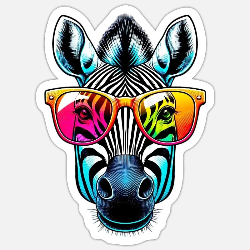 Zebra with sunglasses - Sticker size S (10 x 10 cm) - white matte