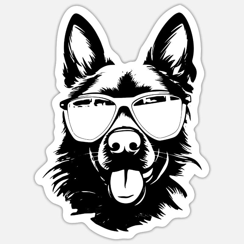 Cool German Shepherd - Sticker size S (10 x 10 cm) - white matte