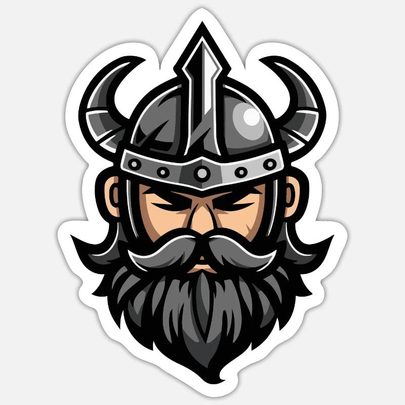 Wikinger Kopf Valhalla - Sticker Größe S (10 x 10 cm) - Mattweiß
