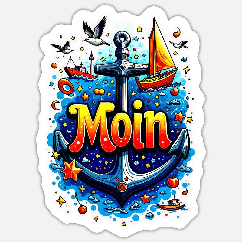 Moin Maritim - Sticker Größe S (10 x 10 cm) - Mattweiß