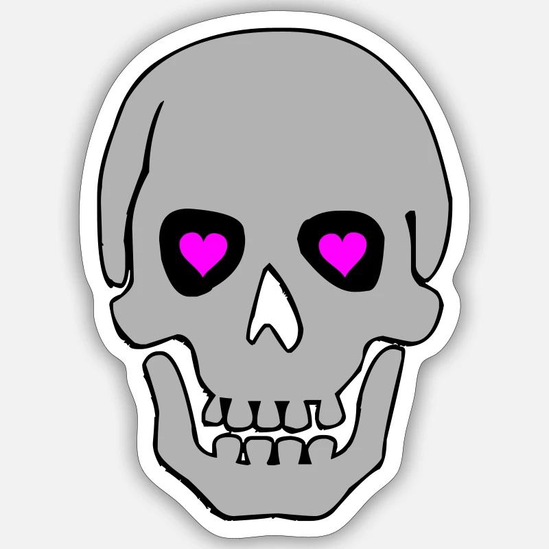 Crâne amoureux 02 - Sticker taille S (10 x 10 cm) - blanc mat