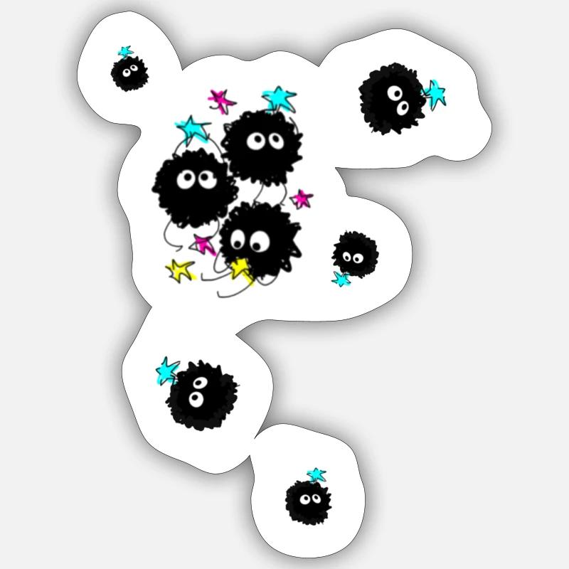 Poussière, illustration, bande dessinée - Sticker taille S (10 x 10 cm) - blanc mat