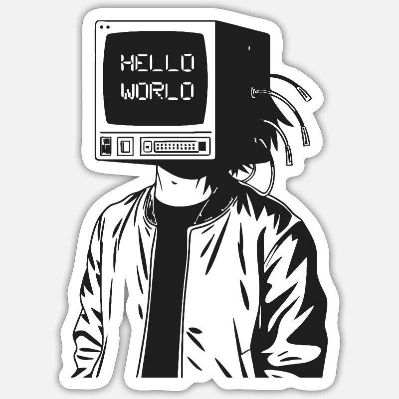 Computerkopf 2.0 - Sticker Größe S (10 x 10 cm) - Mattweiß