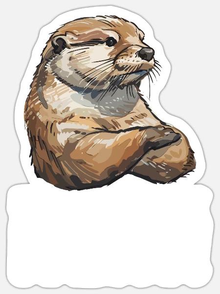 Otter Fischotter Bevor du fragst Nein Wildnis Wald - Sticker Größe S (10 x 10 cm) - Mattweiß