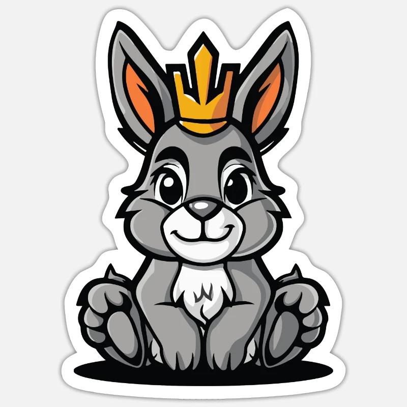 Hase Comic Krone Sticker Größe S (10 x 10 cm)