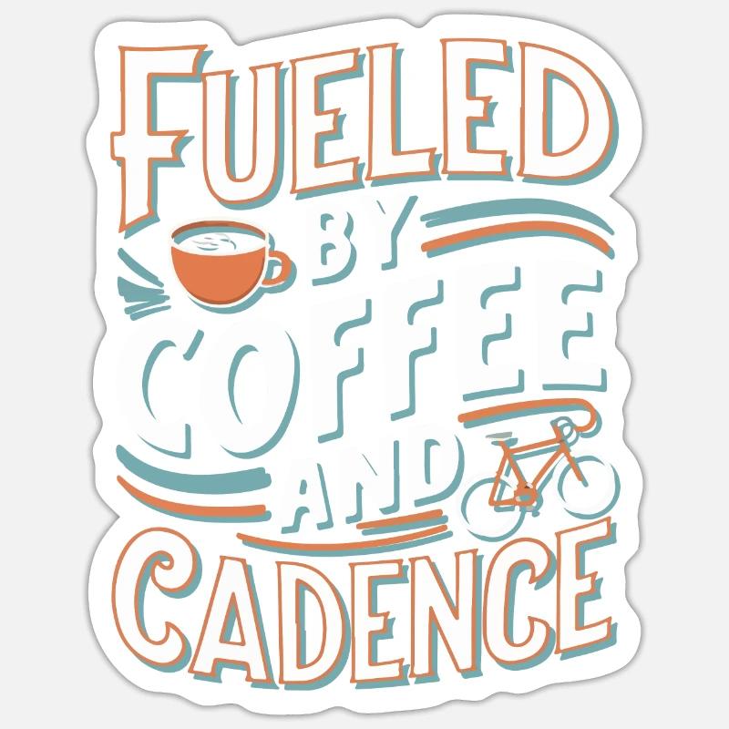 Alimenté par le café et le cyclisme Sticker taille S (10 x 10 cm)