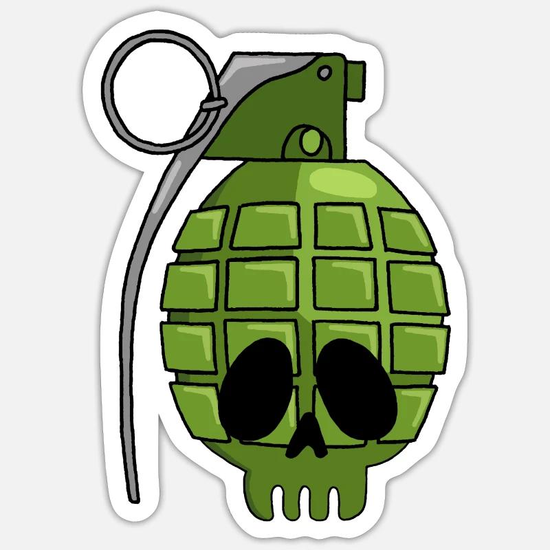 Granatenschädel - Sticker Größe S (10 x 10 cm) - Mattweiß