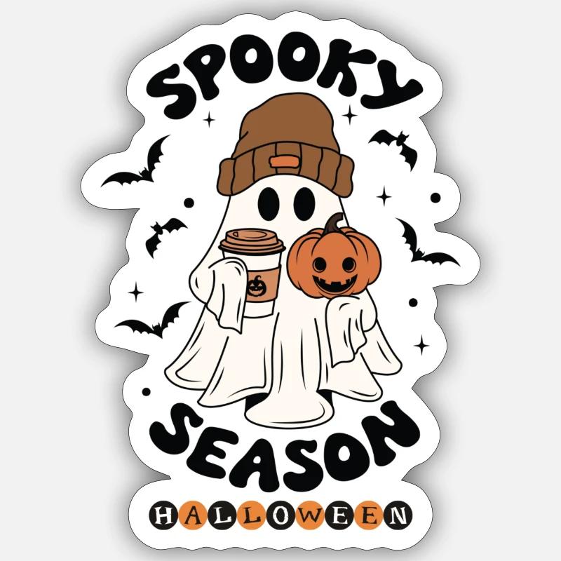 Saison effrayante Helloween - Sticker taille S (10 x 10 cm) - blanc mat