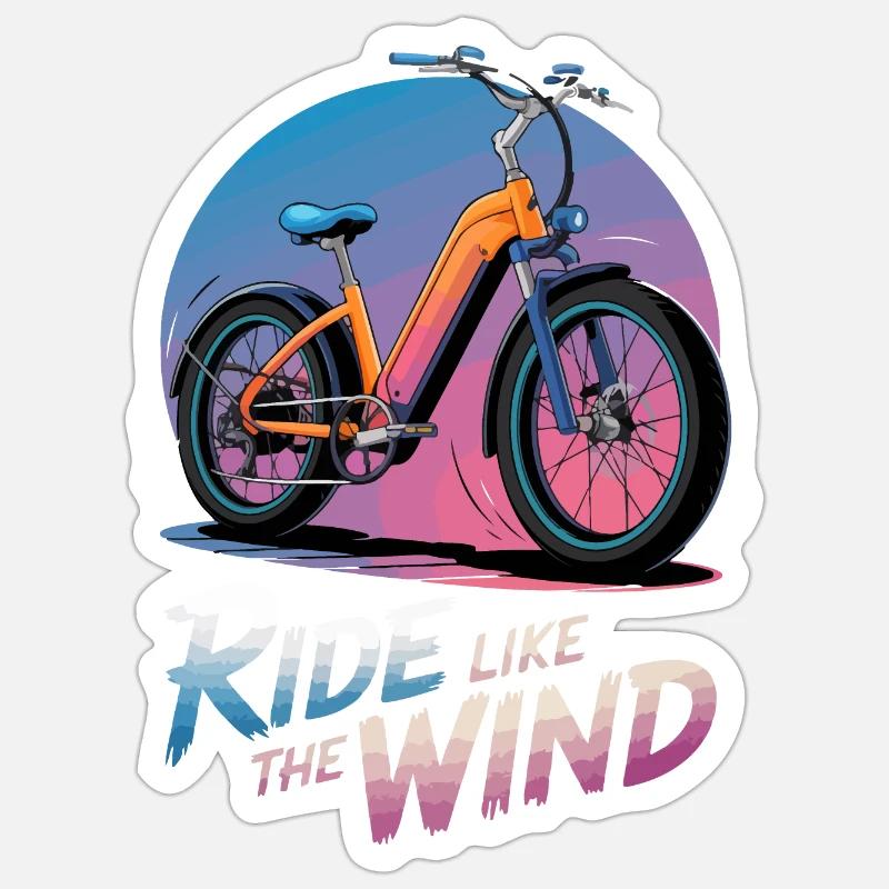 Illustration de vélo électrique vibrant - Sticker taille S (10 x 10 cm) - blanc mat