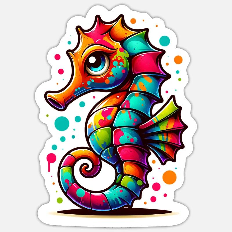 Seepferd Seepferdchen - Sticker Größe S (10 x 10 cm) - Mattweiß