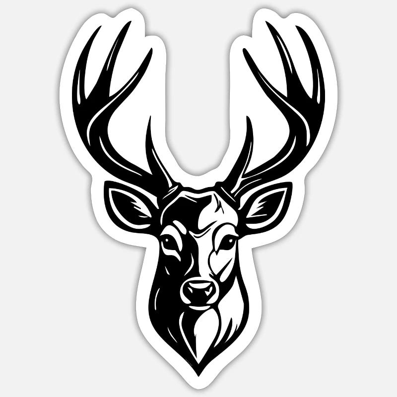 DEER HEAD - Sticker size S (10 x 10 cm) - white matte