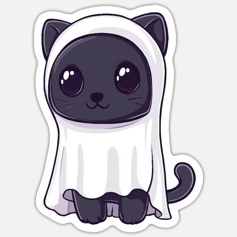 Panther Halloween Comic Geist - Sticker Größe S (10 x 10 cm) - Mattweiß