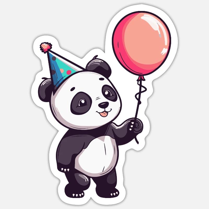 Panda Birthday Comic - Sticker size S (10 x 10 cm) - white matte