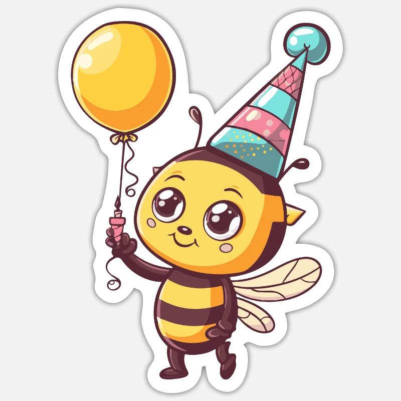 Bee Birthday Comic Sticker size S (10 x 10 cm)