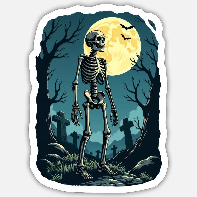 Skeleton in wood - Sticker size S (10 x 10 cm) - white matte