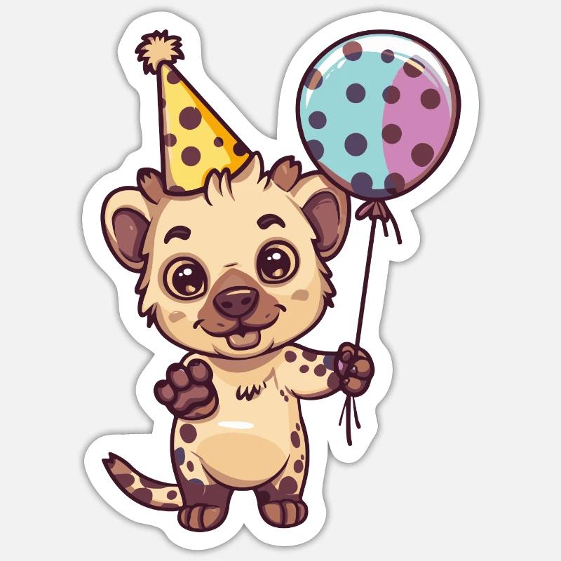 Hyena Birthday Comic - Sticker size S (10 x 10 cm) - white matte