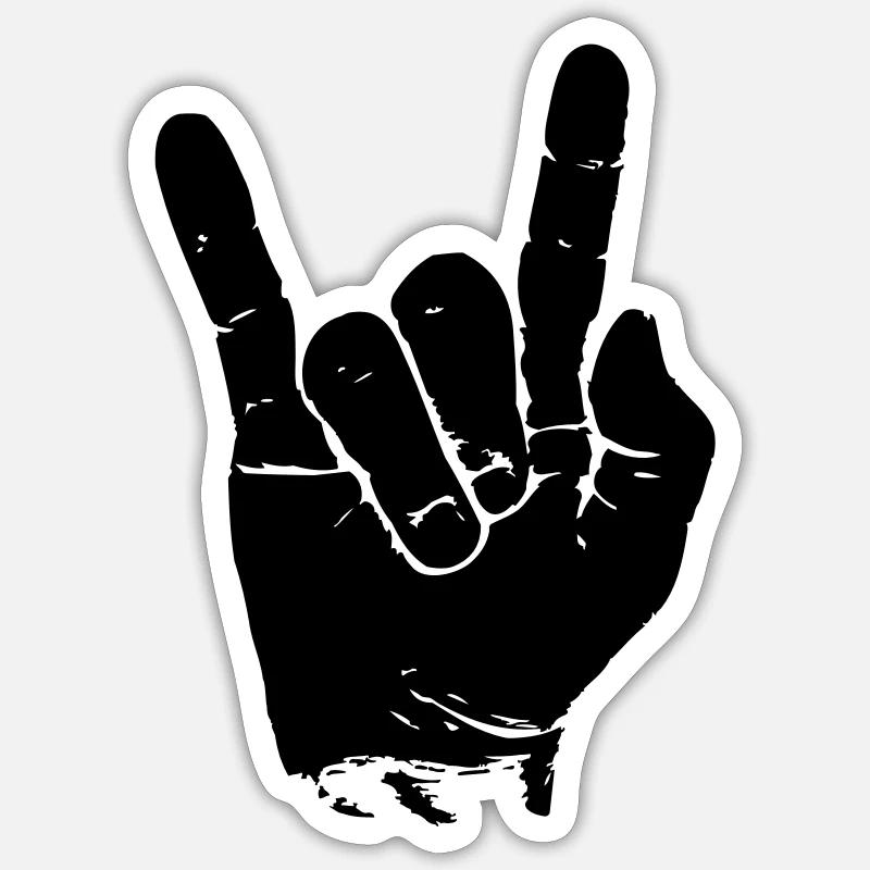 MAIN DE ROCHE \M/ - Sticker taille S (10 x 10 cm) - blanc mat