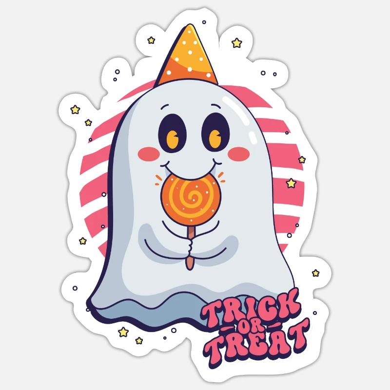 Süsses oder Saures Halloween Geist - Sticker Größe S (10 x 10 cm) - Mattweiß