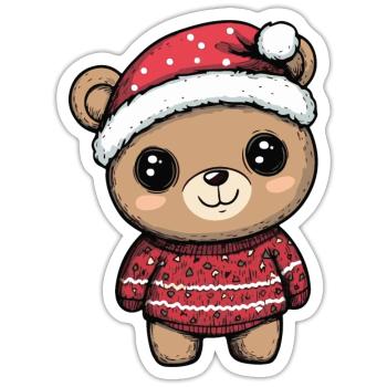 Bear Christmas Comic - Sticker size S (10 x 10 cm) - white matte - Front