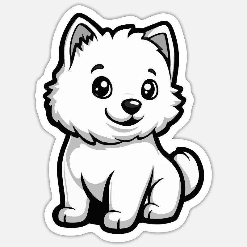Samoyed Dog Comic Cute - Sticker size S (10 x 10 cm) - white matte