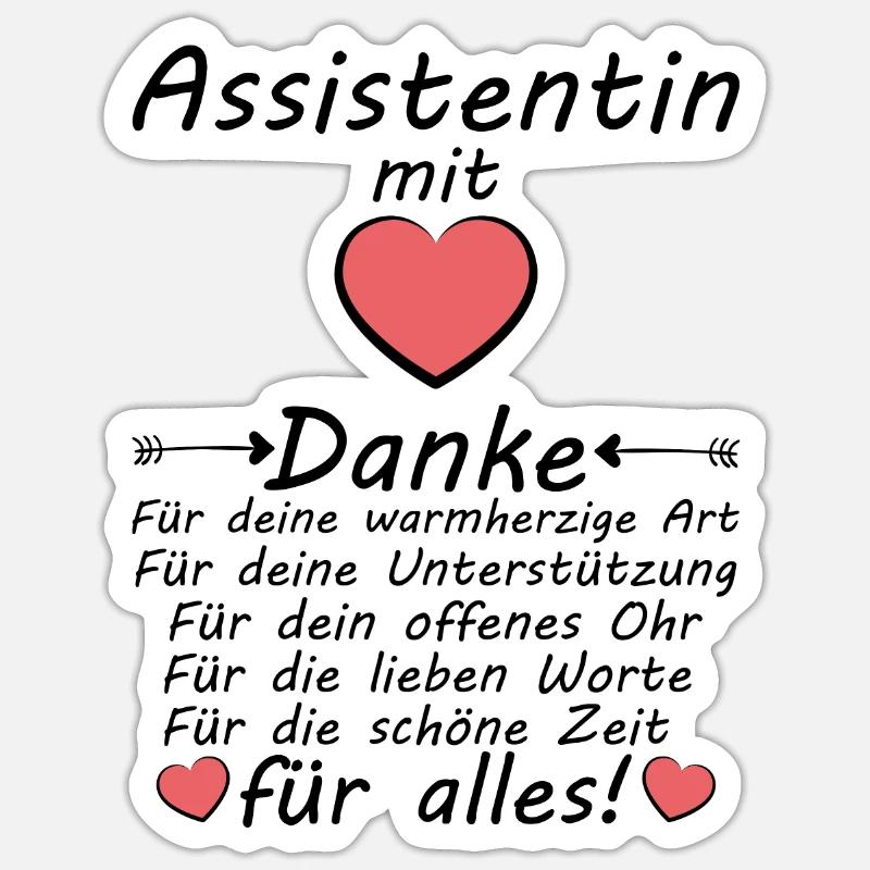Assistentin Danke zum Abschied Abschiedsgeschenk - Sticker Größe S (10 x 10 cm) - Mattweiß