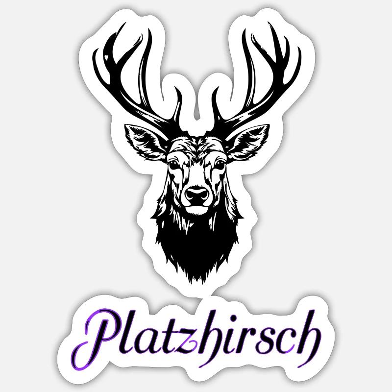 Platzhirsch - Sticker Größe S (10 x 10 cm) - Mattweiß