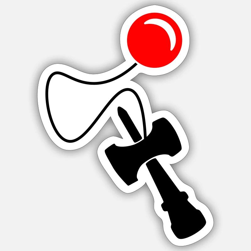 Kendama (2-Farbig) - Sticker Größe S (10 x 10 cm) - Mattweiß
