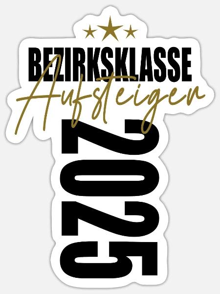 Aufsteiger Bezirksklasse 2025 Aufstiegstrikot - Sticker Größe S (10 x 10 cm) - Mattweiß