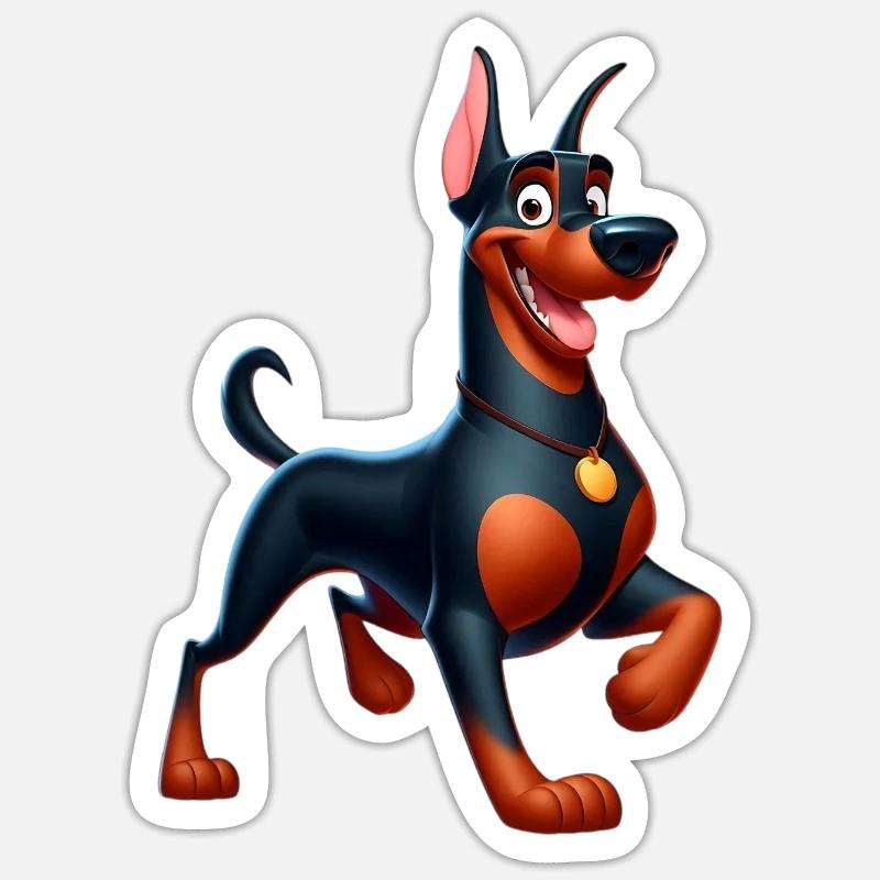 Dobermann 4 - Sticker Größe S (10 x 10 cm) - Mattweiß
