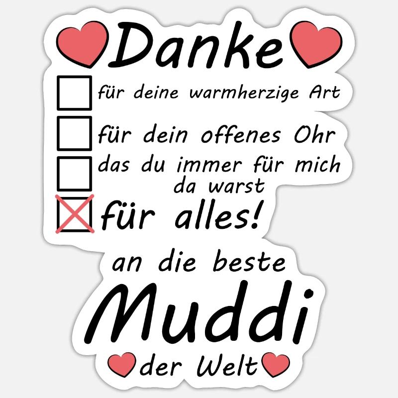 Beste Muddi der Welt Danke sagen Muttertag Sticker Größe S (10 x 10 cm)