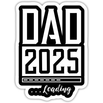 Papa 2025 Chargement Papa - Sticker taille S (10 x 10 cm) - blanc mat - Devant