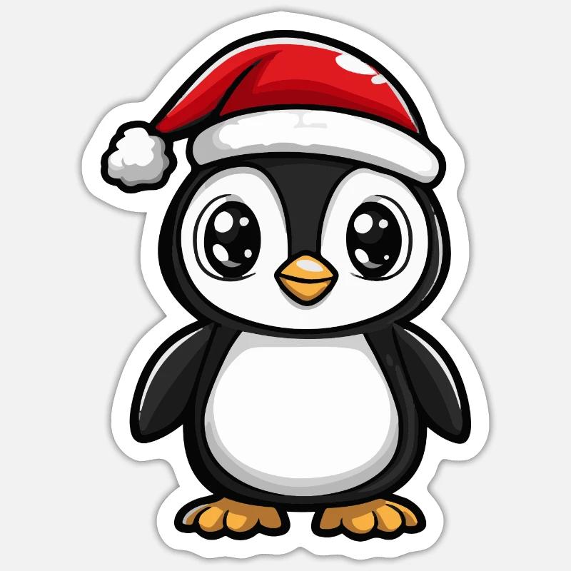 Pingouin Noël Noël - Sticker taille S (10 x 10 cm) - blanc mat